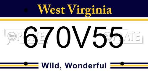 670V55 West Virginia License Plate