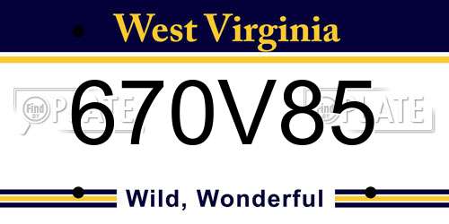 670V85 West Virginia License Plate