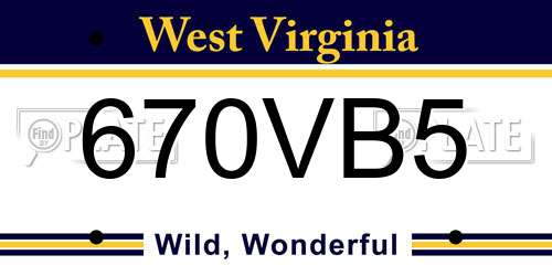 670VB5 West Virginia License Plate