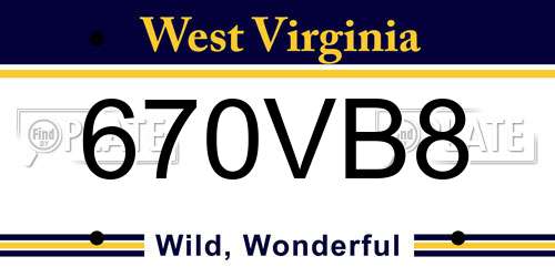 670VB8 West Virginia License Plate