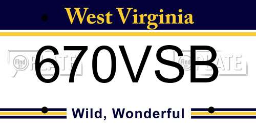 670VSB West Virginia License Plate