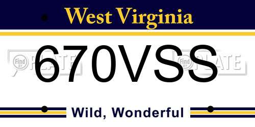 670VSS West Virginia License Plate