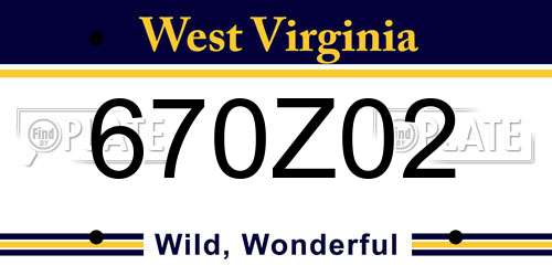 670Z02 West Virginia License Plate