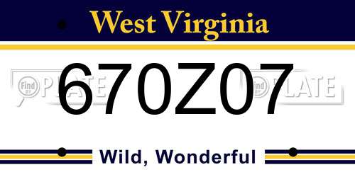 670Z07 West Virginia License Plate