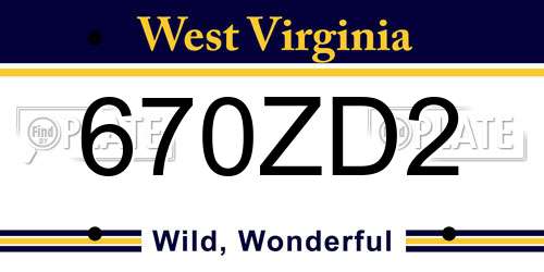 670ZD2 West Virginia License Plate