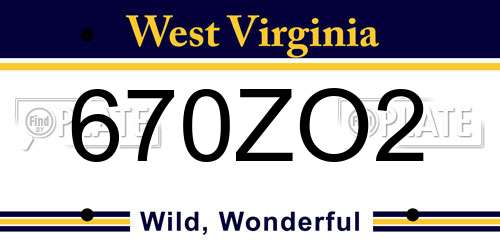 670ZO2 West Virginia License Plate