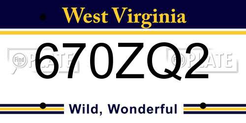 670ZQ2 West Virginia License Plate