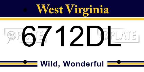 6712DL West Virginia License Plate