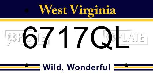 6717QL West Virginia License Plate