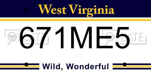671ME5 West Virginia License Plate
