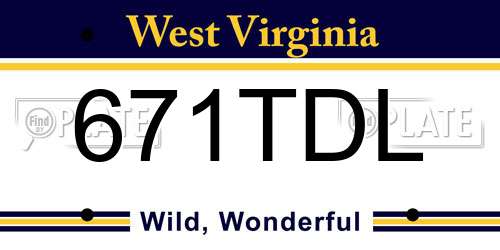 671TDL West Virginia License Plate