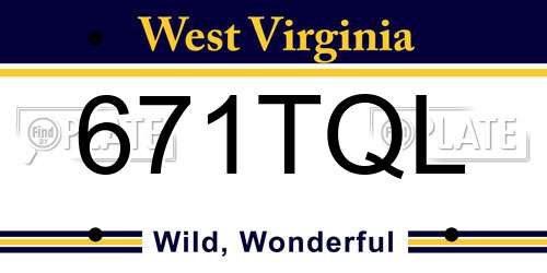 671TQL West Virginia License Plate