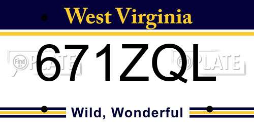671ZQL West Virginia License Plate