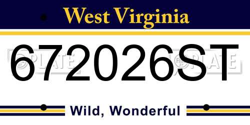 672026ST West Virginia License Plate