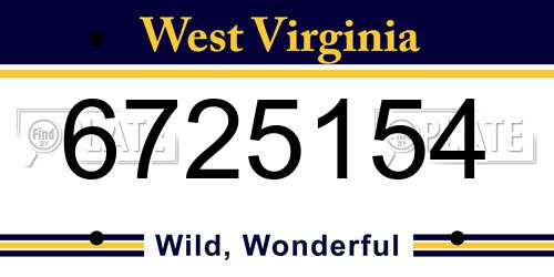 6725154 West Virginia License Plate