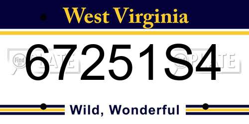 67251S4 West Virginia License Plate