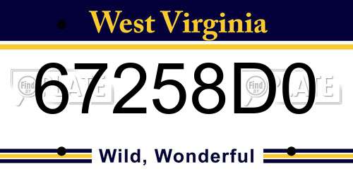 67258D0 West Virginia License Plate