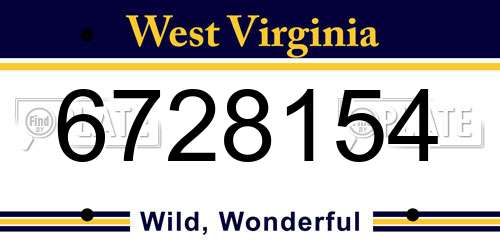 6728154 West Virginia License Plate