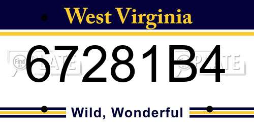 67281B4 West Virginia License Plate