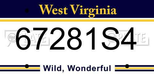 67281S4 West Virginia License Plate
