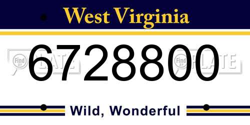 6728800 West Virginia License Plate