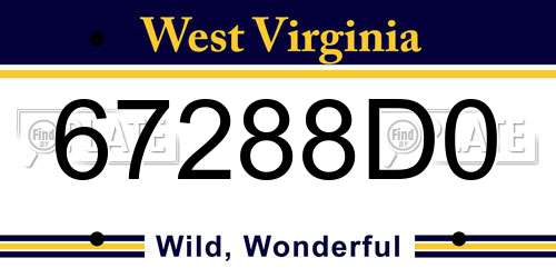 67288D0 West Virginia License Plate