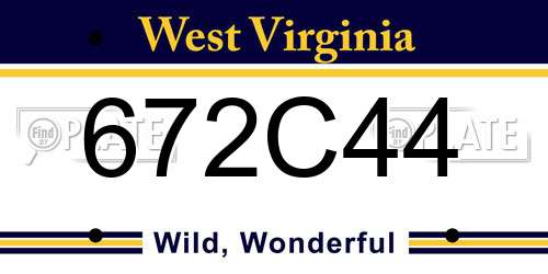 672C44 West Virginia License Plate