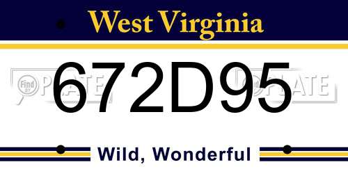 672D95 West Virginia License Plate