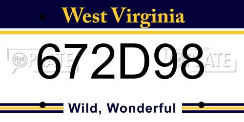 672D98 West Virginia License Plate