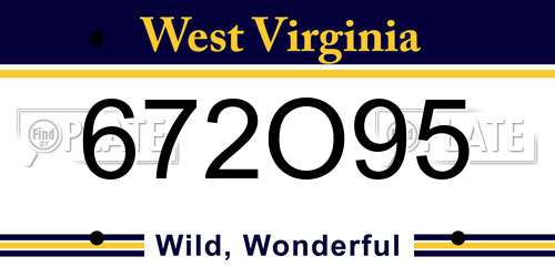 672O95 West Virginia License Plate