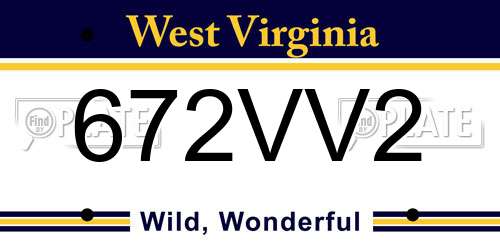 672VV2 West Virginia License Plate