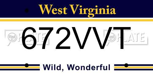 672VVT West Virginia License Plate
