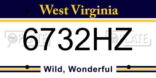 6732HZ West Virginia License Plate