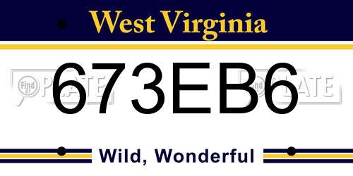 673EB6 West Virginia License Plate