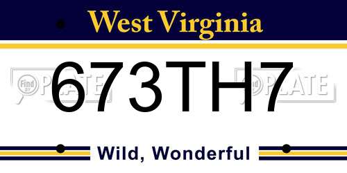 673TH7 West Virginia License Plate