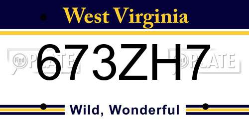 673ZH7 West Virginia License Plate