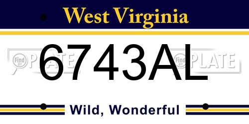6743AL West Virginia License Plate