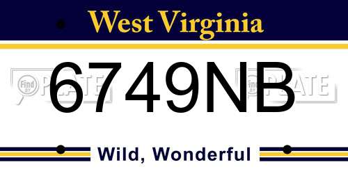 6749NB West Virginia License Plate