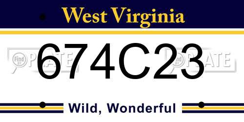 674C23 West Virginia License Plate