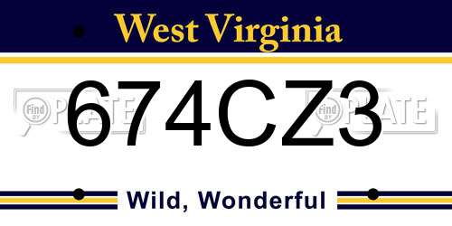 674CZ3 West Virginia License Plate