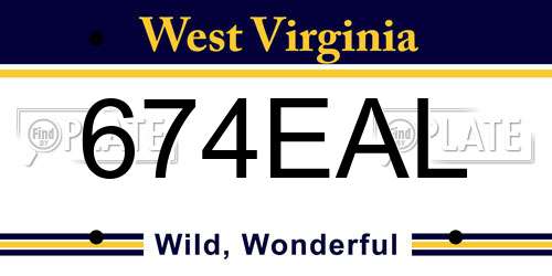 674EAL West Virginia License Plate