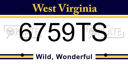 6759TS West Virginia License Plate