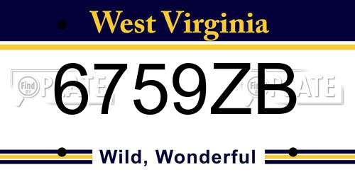 6759ZB West Virginia License Plate