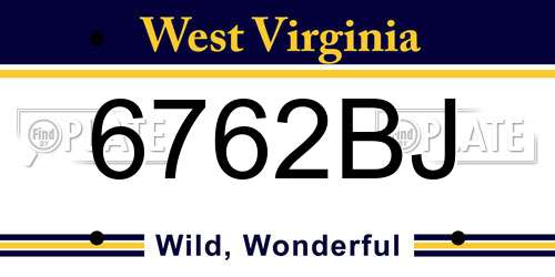 6762BJ West Virginia License Plate