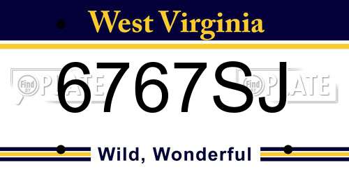 6767SJ West Virginia License Plate