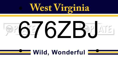 676ZBJ West Virginia License Plate