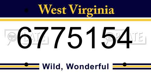 6775154 West Virginia License Plate