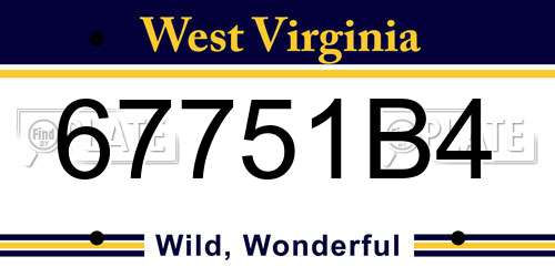 67751B4 West Virginia License Plate