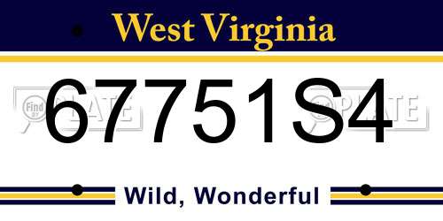 67751S4 West Virginia License Plate