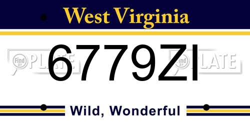 6779ZI West Virginia License Plate